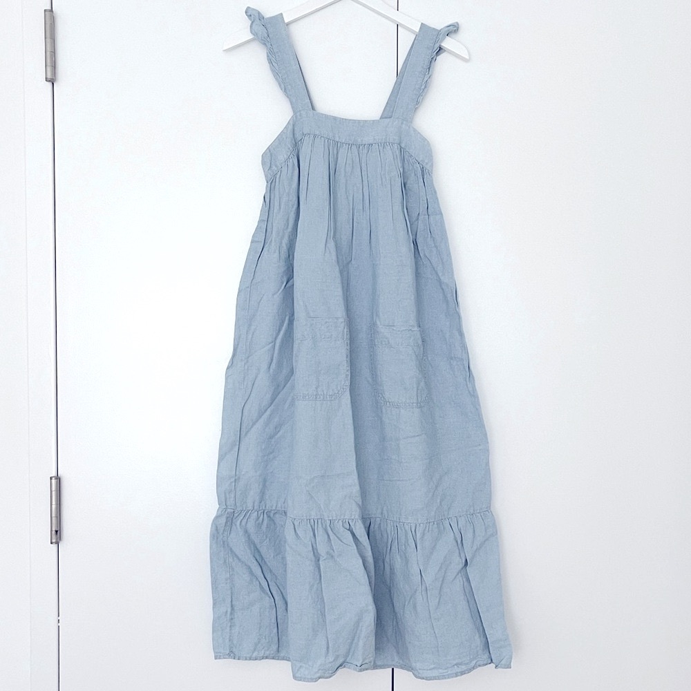 Madewell Denim Ruffle-Strap Tiered Maxi Dress, Pale Indigo, Women’s XXSmall